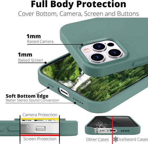 IceSword iPhone 12 Pro Max Case Pine Green, Thin Liquid Silicone Shockproof Phone Case Cover, Pine Tree Green, Gel Rubber Drop Protective 6.7" [So...