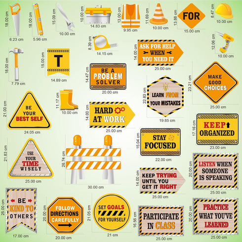 Outus 47 Pcs Construction Bulletin Board Set Construction Theme Cutouts Tools for Success Classroom Decorations for Kid Students Back to School Gi...