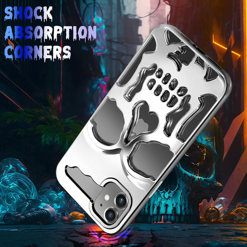 for iPhone 12 Phone Case for Men Women, Cool Skull Skeleton Funny Gothic Hollow Phone case for Apple 12 Cute Hollowed Plated Shockproof Cover for ...