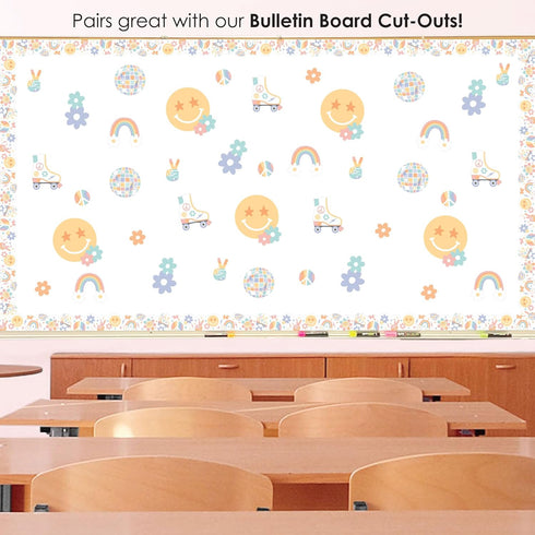 Big Dot of Happiness Retro Pastel - Scalloped Classroom Decor - Bulletin Board Borders - 51 Feet...