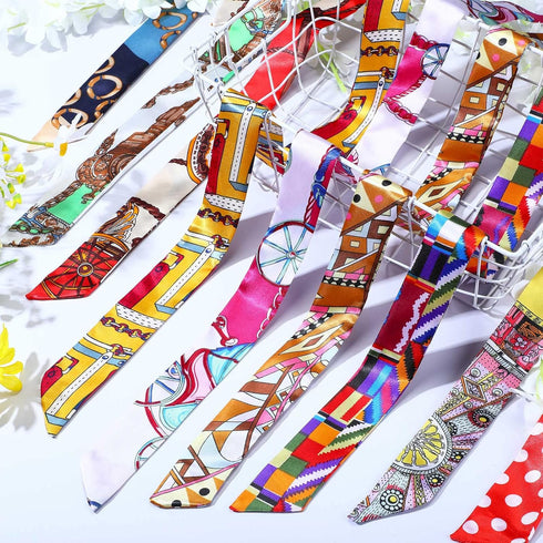 60 Pcs Women Handbag Scarf Head Scarf for Hair Purse Scarf Handle Ribbon Satin Head Scarf Neckerchief Silk Scarf Headband Charm for Girls Decorati...