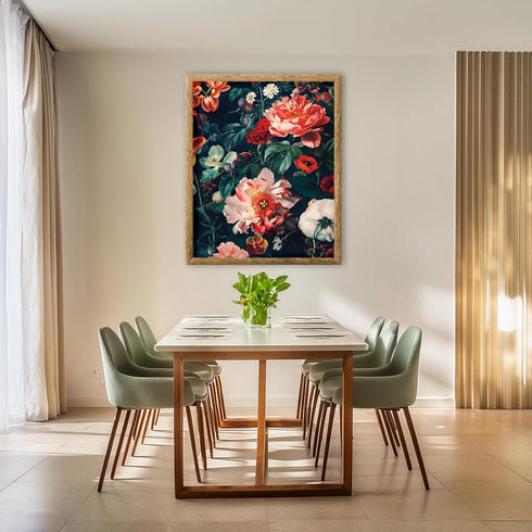 Posterizer 1 pcs-nature scene-lush red and coral flowers-Floral & Botanical Art-Abstract & Modern Art-Decor for Home & Office- UNFRAMED Wall Art...