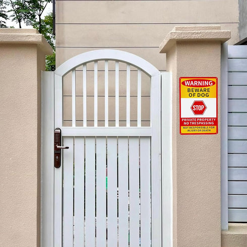 2 Pack Beware Of Dog Sign,12x8 Inch Rustproof Aluminium Metal Sign,Beware Of Dog Signs For Fence,Private Property No Trespassing Sign,No Trespassi...