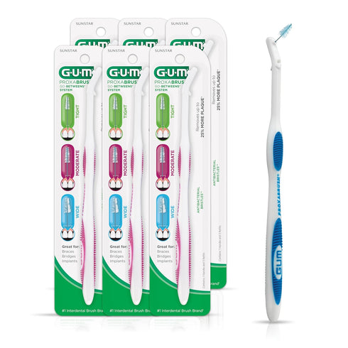 GUM Proxabrush Permanent Handle Refills - Compatible with Go-Betweens Interdental Brushes - Floss Picks for Teeth, Braces, and Implants (6pk)...
