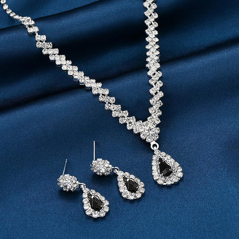 YOOESTORES82 Rhinestone Wedding Jewelry Sets for Women Bridal,Glitter Crystal Teardrop Statement Prom Earrings Necklace Party Costume Jewelry Sets...