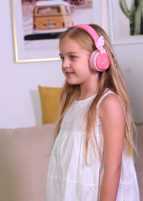Riwbox BT05 Bluetooth Kids Headphones Wireless Foldable Headset Over Ear with Volume Limited and Mic/TF Card Compatible for iPad/iPhone/Tablet (Pi...