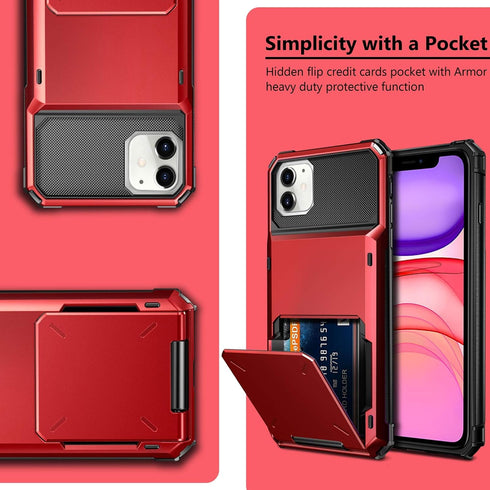 Vofolen Case for iPhone 11 Case Wallet 4-Card Holder ID Slot Flip Door Hidden Pocket Anti-Scratch Dual Layer Hybrid TPU Bumper Armor Protective Ha...