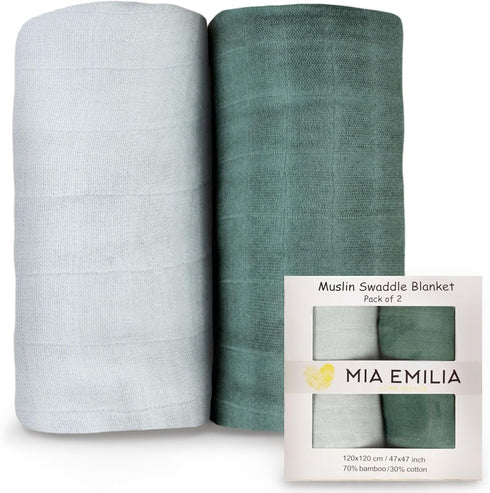 Muslin Swaddle Blankets - Baby Essentials Blanket Newborn Must Haves Boy Girl Breastfeeding Gifts Shower Burp Cloths Wrap Sleep Soft Gender Neutra...