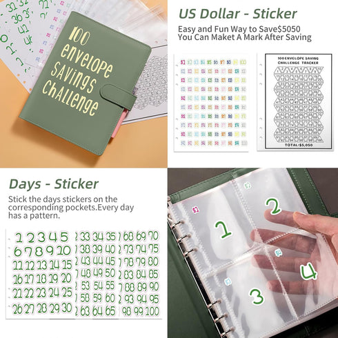 100 Envelopes Money Saving Challenge, A5 Money Saving Binder, Savings Challenges Binder, Easy and Fun Way to Save $5,050, Budget Binder with Cash ...