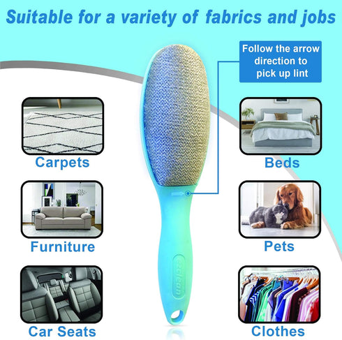 ezclean 2 Pack Lint Brush for Clothes, Couch, Furniture Reusable & Double Sided Pet Hair Remover Brush, Cleaner for Dog Cat Hair, Magic Velvet Lin...