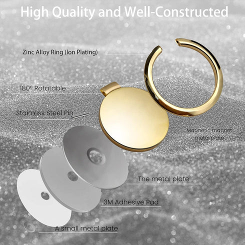 Metal Cell Phone Ring Holder Finger Ring Stand, 360 Degree Rotation Ring Kickstand Grip Holder for Magnetic Car Mount, Gold...