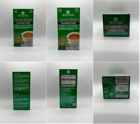 Hyleys Gymnema Sylvestre with Green Tea - Blackberry Flavor - 25 Tea Bags - Herbal Supplement Gurmar Tea...