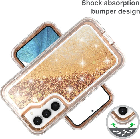 Asuwish Phone Case for Samsung Galaxy S23 Plus S23+ 5G with Screen Protector Bling Liquid Glitter Clear Hybrid Military Grade Protective Cell Cove...