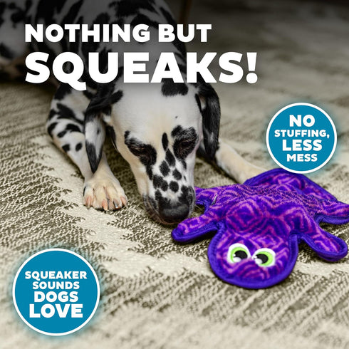 Outward Hound Durablez Tough Plush Squeaky Dog Toy, Gecko, Purple, Medium...