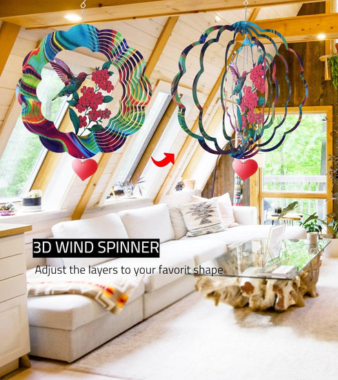 Wind Spinners Garden Decor Hummingbird Wind Spinner Outdoor Metal Hanging Mandala Decor-Wind Spinners for Yard Garden Patio Porch,Garden Wind Spin...