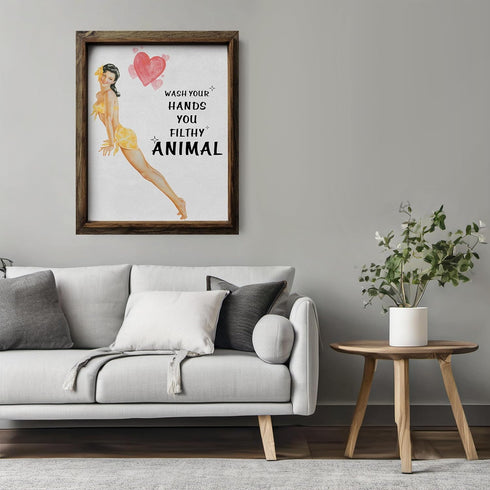 Posterizer 1 pcs-Pin-up Style decor-wash your hands-Inspirational Women's Art-Comedy Art-Bathroom, restroom Decor- UNFRAMED Wall Art...