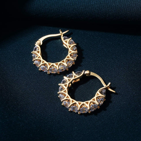 Sterling Silver Cubic Zirconia Hoop Earrings and 14k Gold Earrings, Hypoallergenic Diamond Huggies Earrings for Women...
