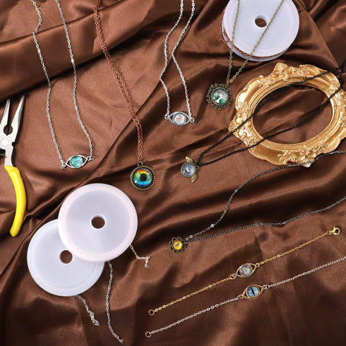 80 Feet Chains for Jewelry Making, 1.5 mm Necklace Jewelry Making Chains Kit, Small Chain with Jump Rings, Lobster Clasps and Time Gems for DIY Ne...