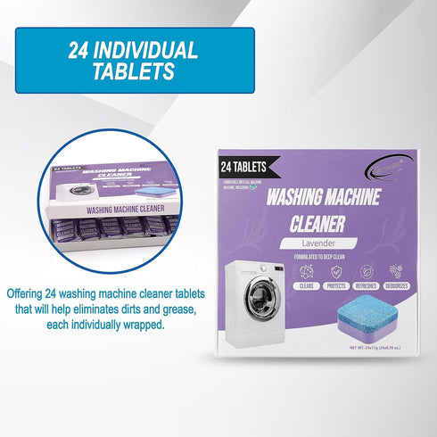 Air Jungles Washing Machine Cleaner Tablets 24 Count, Lavender Scent, Deep Cleaning Laundry Washer Drum and Tub, Compatible with Front and Top Loa...