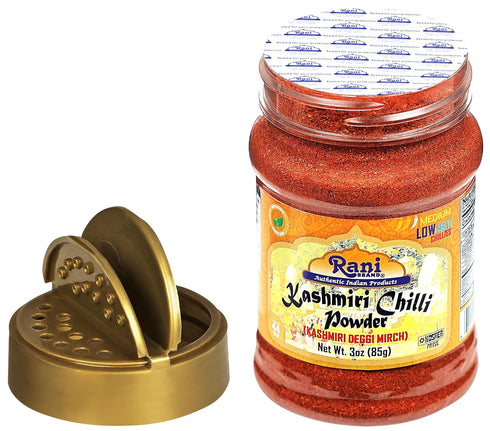 Rani Kashmiri Chilli Powder (Deggi Mirch, Low Heat) Ground Indian Spice 85g PET Jar ~ All Natural | Salt-Free | Vegan | Kosher | Gluten Friendly |...