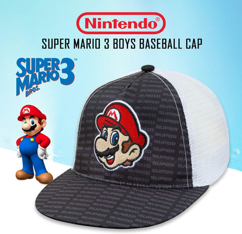 Nintendo Boys Super Mario Baseball Cap - Age 4-7 Black...