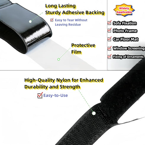 YL-1?2Inch X 16 Feet?Adhesive Hook and Loop Tape Roll Heavy Duty -Industrial Strength Self Adhesive,Sticky Strips Fastener, Indoor/Outdoor,Couch C...