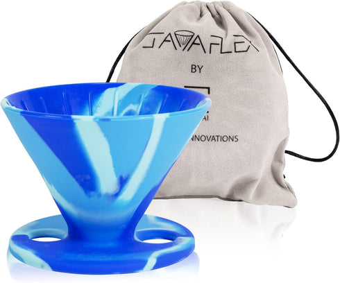The Original JavaFlex Premium Foldable Silicone Pour Over Coffee Maker and Storage Pouch. Uses #2 V60 Cone Coffee Filters...