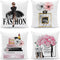 Set of 4 Pink Throw Pillow Covers 18x18 Fashion Cute Decorative Pillow Covers Bed Sofa Couch Pillow Covers Pink Flower Gold Perfume Lipstick Paris...