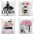 Set of 4 Pink Throw Pillow Covers 18x18 Fashion Cute Decorative Pillow Covers Bed Sofa Couch Pillow Covers Pink Flower Gold Perfume Lipstick Paris...