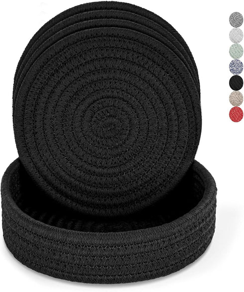 Trivets for Hot Dishes, Trivets for Hot Pots and Pans, Hot Pads for Countertops, Coasters 4 Pcs and Storage Basket 1 Pack, Pot Holders for Kitchen...