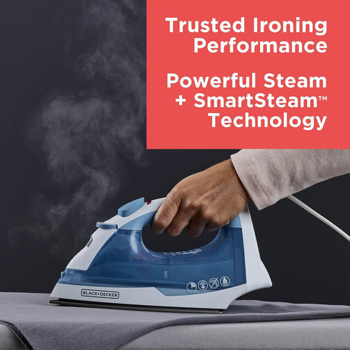 BLACK+DECKER Easy Steam Compact Iron for Clothes, Automatic Shutoff, Nonstick Plate, Light Weight, 1200 Watts...