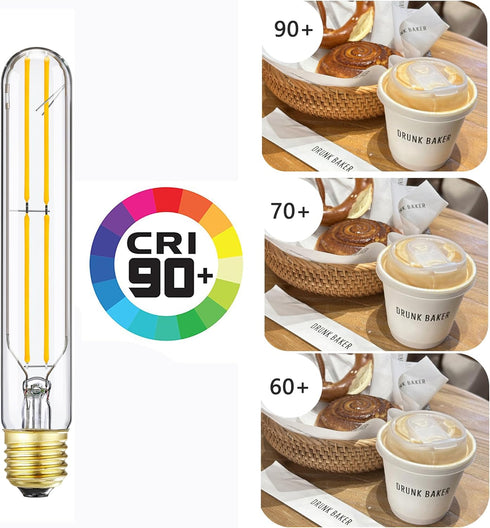 Dimmable E26 Light Bulbs 6W Equal 60 Watt Edison LED Light Bulb AC120V Daylight 5000K 60W 600LM T10 LED Bulb Medium Base E26 LED Bulb Pack of 4 (7...