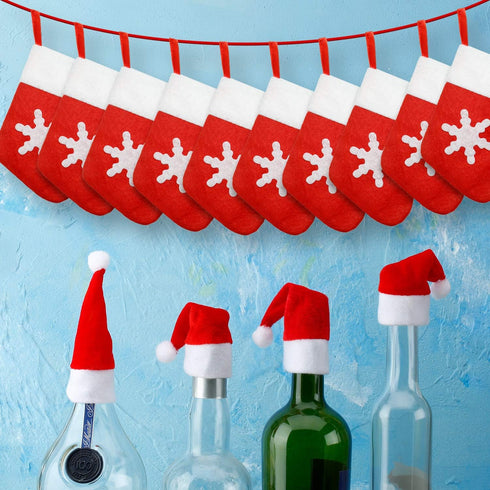 40 Pcs Christmas Silverware Holders 20 Santa Hats Pocket Tableware Holder 20 Christmas Socks Flatware Non Woven Fabrics Knife Fork Bags Cutlery Or...