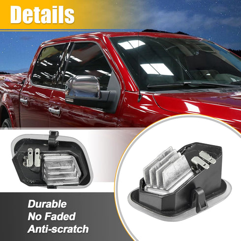 X AUTOHAUX Rear View Mirror Light for Ford F-150 F-250 F-350 F-450 Super Duty FL3Z13B374B FL3Z-13B374B 12V Waterproof Clear Lens White Side Puddle...