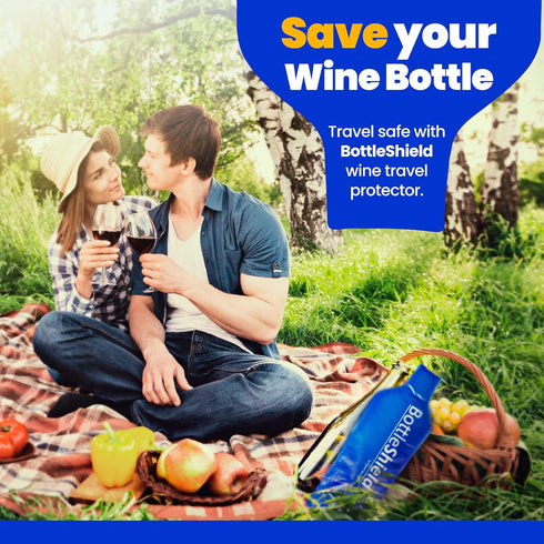 6 Pack Reusable Wine Protector Travel Bag by Bottle Shield - Bubble Cushioning Wrap Suit - Unbreakable Bottle Sleeve, Leak Proof - Wine Tote Bags ...
