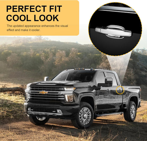 Tutor Auto Chrome Door Handle Covers Compatible with Chevrolet Silverado Tahoe Suburban Avalanche, GMC Yukon Sierra, Cadillac Escalade 2007-2014 -...
