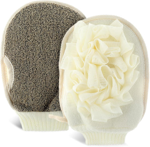 Bath Gloves for Shower. Exfolating Mitt Body Scrubber, Doouble Sided Expoliating Glove, Shower Body Loofah Sponge, Bath Gloves Exfoliating Mitt fo...