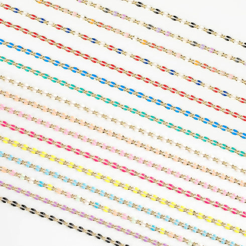 YOUBEIYEE Red Oil Drip Chain for Jewelry Making Gold Plated Brass Chain Roll with Jump Rings and Lobster Clasps Jewelry Supplies...