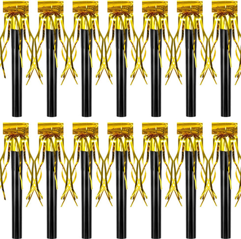 Skylety 18 Pcs Party Blower Noisemakers Party Squawkers Blowouts Whistles Fringed Noise Maker Gold Musical Blowouts for Halloween Christmas New Ye...