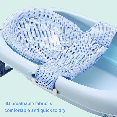 Universal Adjustable Baby Bath Tube Support Mesh Net Soft Breathable Infants Shower Pad 4-Points Anti-Slip Bathtub Seat with Sponge Cushion for To...