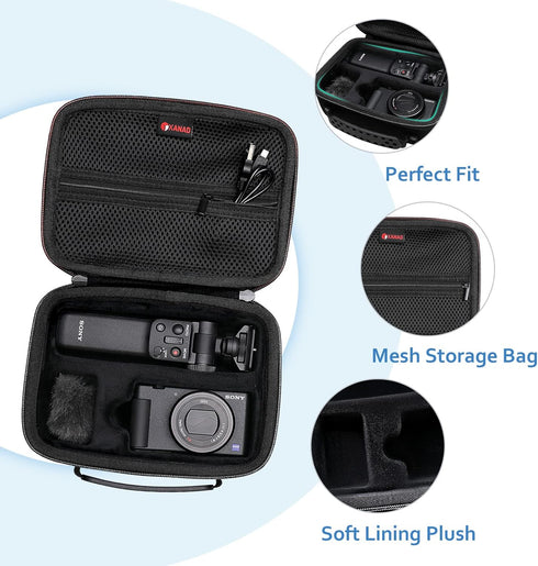 XANAD Black Case for Sony ZV-1 / ZV-1F / ZV-1 II Digital Vlog Camera with Vlogger Accessory Kit Tripod (GP-VPT2 BT) and Microphone...