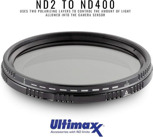 46mm ND Filter Ultimaxx 46mm ND2-ND400 Fader Variable Neutral Density Adjustable Lens Filter Dynamic ND Filter Optical Glass...