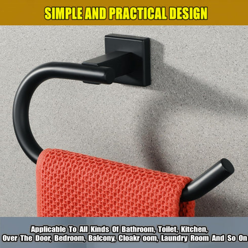 Alise Hand Towel Holder Towel Ring for Bathroom Lavatory Wall Mount,SUS304 Stainless Steel Towel Hanger Towel Rack,Matte Black GK8010-B...