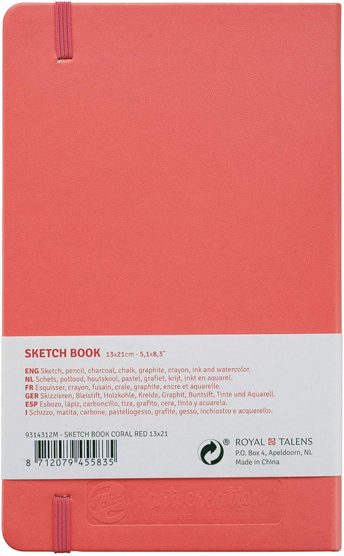 Tarens T9314-312M Art & Creation Sketchbook, Drawing Notebook, 5.1 x 8.3 inches (13 x 21 cm), Coral Red, Thickness: 4.9 oz/yd², Fine, Acid Free Pa...