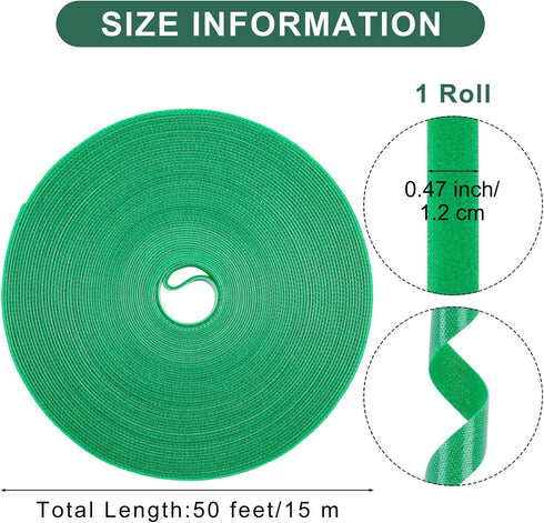 Plant Ties Reusable Garden Tape Adjustable Plant Support for Effective Growing Nylon Plant Tie Strap for Flowers, Tomato, Vines, Tree (50 Feet x 0...