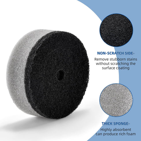 Non-Scratch Dishwand Sponge Refills, Dish Wand Refills Sponge Heads for Kitchen Cleaning Safe for Non-Stick Cookware 4Pack, Grey+Black...