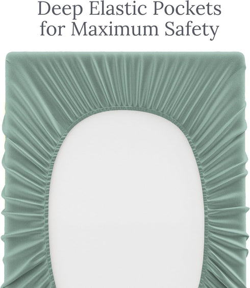 Natemia Fitted Pack and Play Sheet - 100% Organic Cotton - for Standard Size Playard, Pack n Play, and Mini Crib Mattress - Ultra Soft, Thick & St...