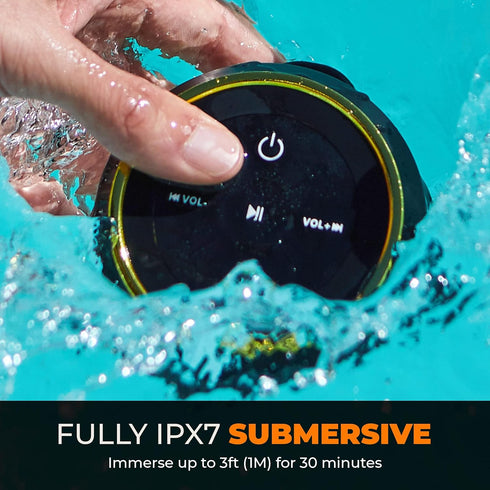 iFox Portable Bluetooth Shower Speaker, IPX7 Waterproof Outdoor Wireless Speaker, Built-in Mic, Carabiner, Beach, Camping, Hiking, Pool, Great Gif...