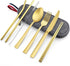 Matte Gold Travel Utensils with Case, E-far 8-Piece Reusable Travel Silverware Set, Metal Portable Camping Cutlery Flatware Set Includes Knife, Fo...