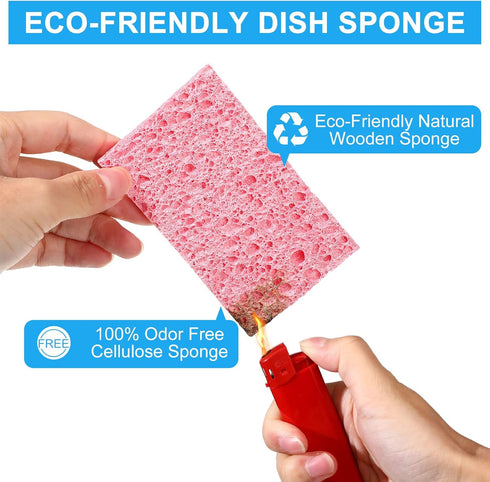 Kitchen Sponge Natural Sponges for Dishes Compressed Wood Pulp Sponges for Cleaning Sponge Without Scratching for Kitchen Bathroom, 3.9 x 2.4 x 0....